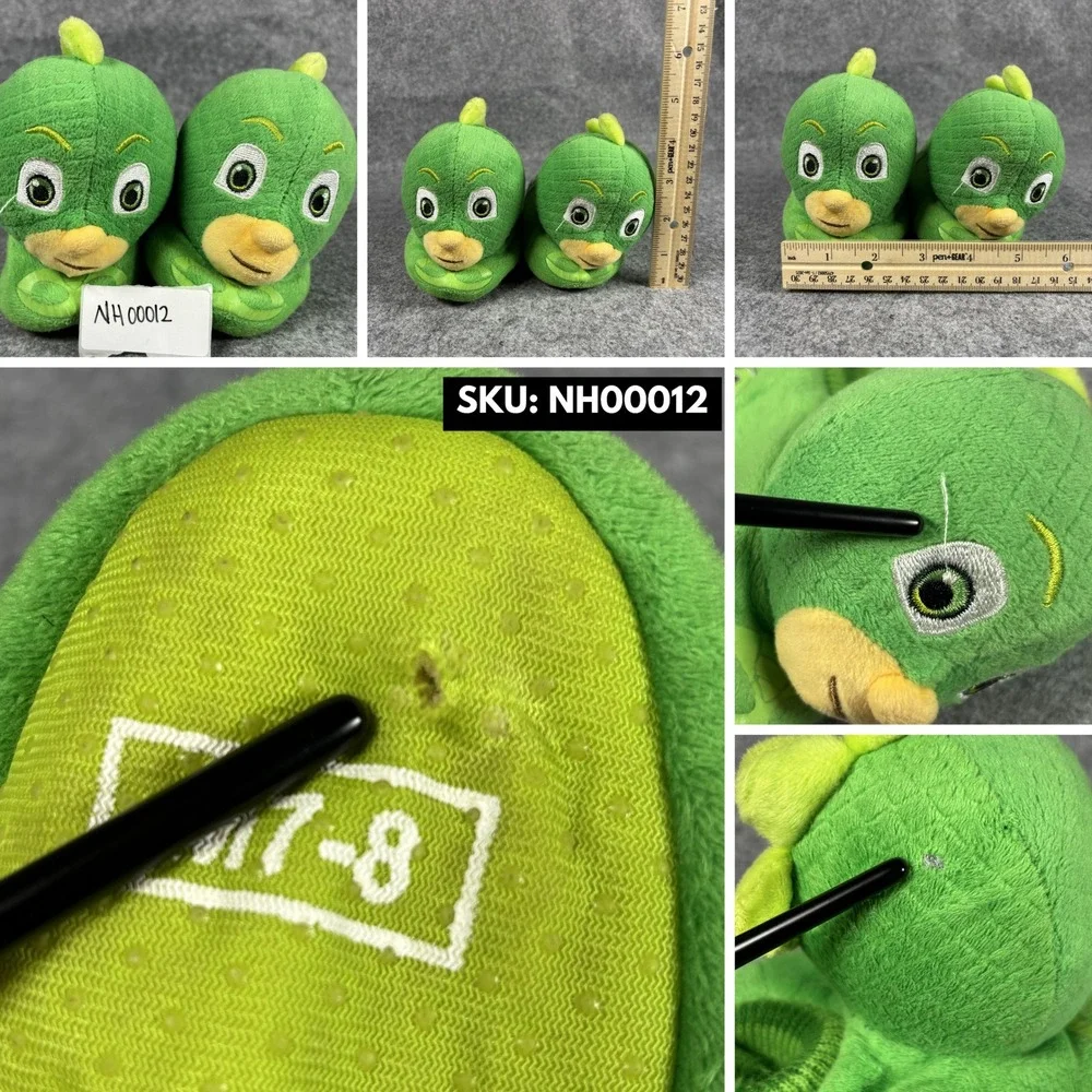 PJ Masks Gekko Plush Slippers Toddler Size M 7-8 Green Character House Shoes